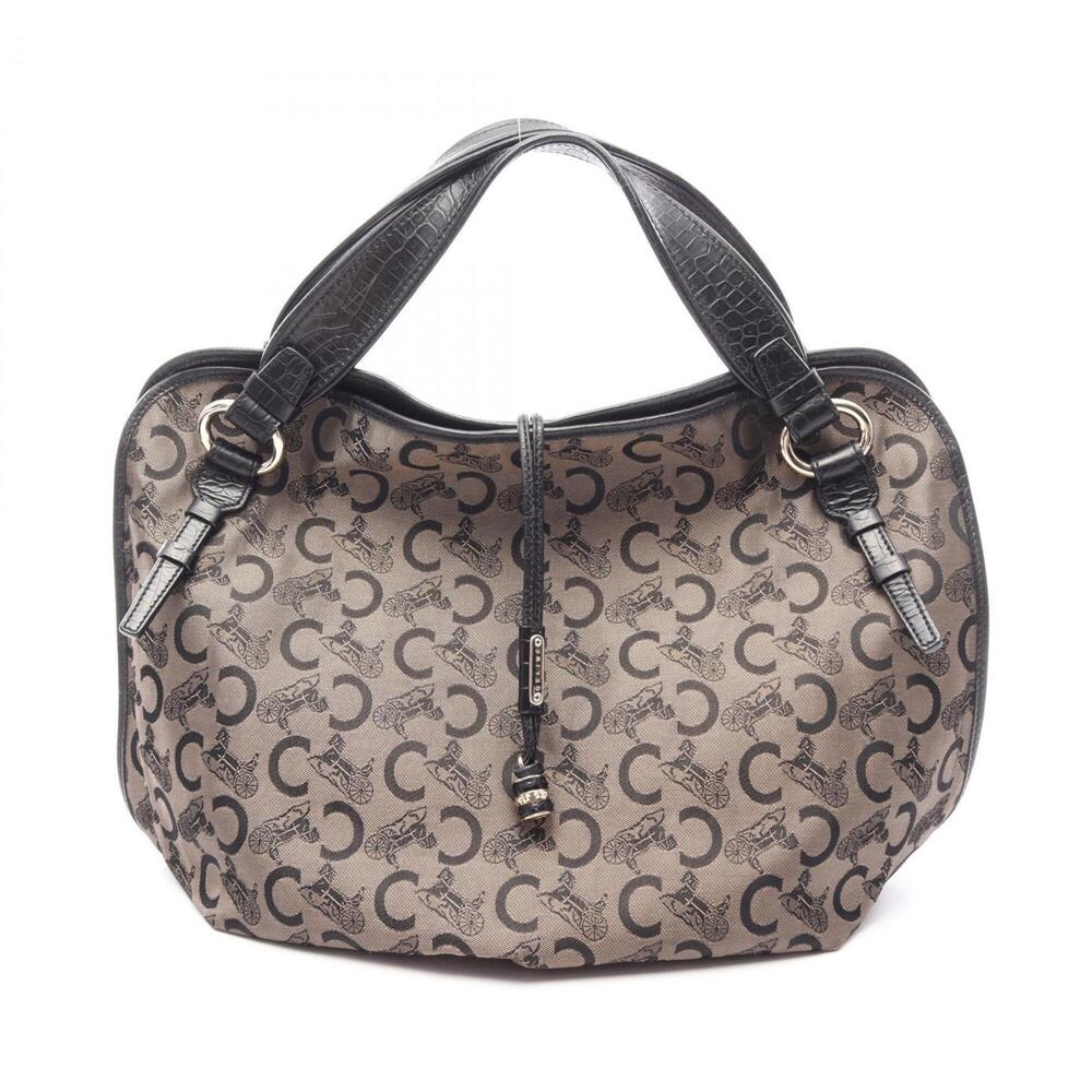 Celine Bittersweet C Sulky Large Handbag, Canvas and Leather, Women's, Brown/...
